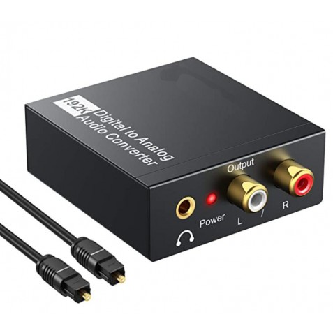 Adaptador Convertidor de digital óptica coaxial Toslink a audio analógico RCA I/D