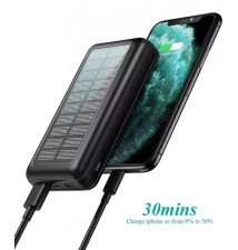 Power Bank 30000mAh, Cargador Solar Portátil con Entradas Tipo C  y Mirco USB