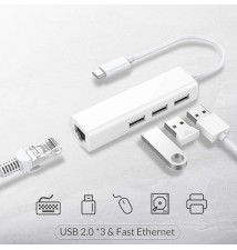 Adapter Cable type-c a RJ45+3xUSB