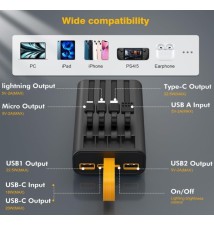 Batería Externa de 20000mAh Transparente 22.5W Con 4 cables