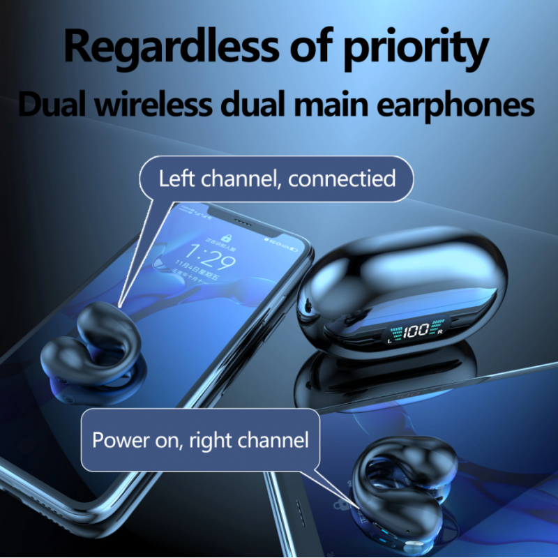 Auriculares inalámbrico Bluetooth 5.0, Negro metalizado, Dual Iphone y  Android –